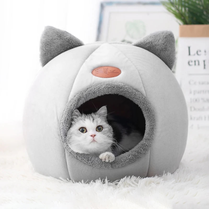 Cozy Cave Cat Bed House – Removable Cushion & Non-Slip Base