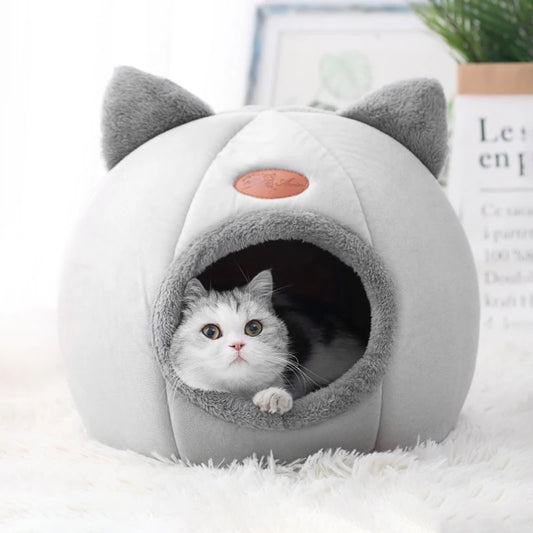 Cozy Cave Cat Bed House – Removable Cushion & Non-Slip Base