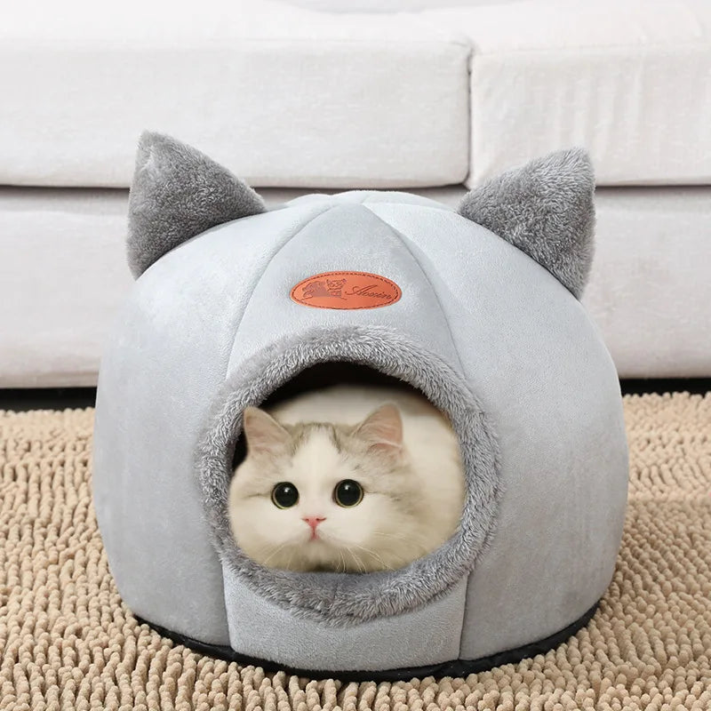 Cozy Cave Cat Bed House – Removable Cushion & Non-Slip Base