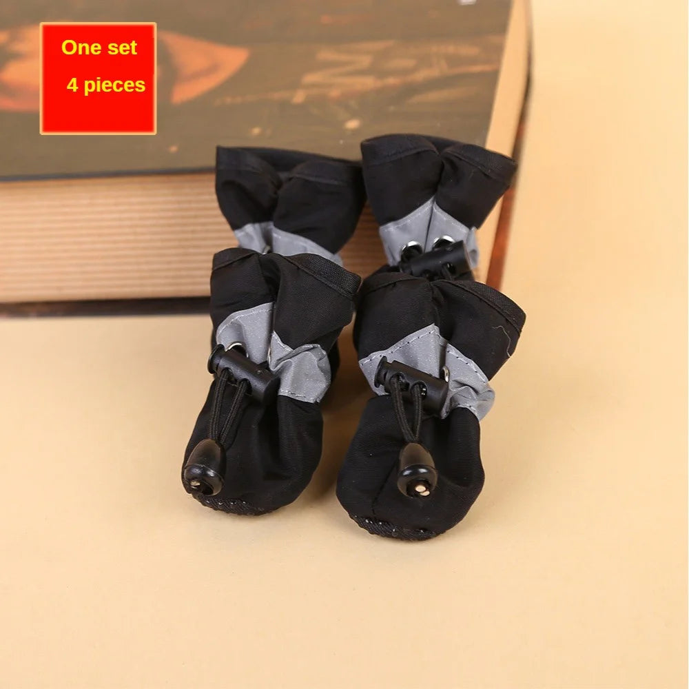 black Color Waterproof Dog Boots For Small Dogs – 4-Piece Paw Protection