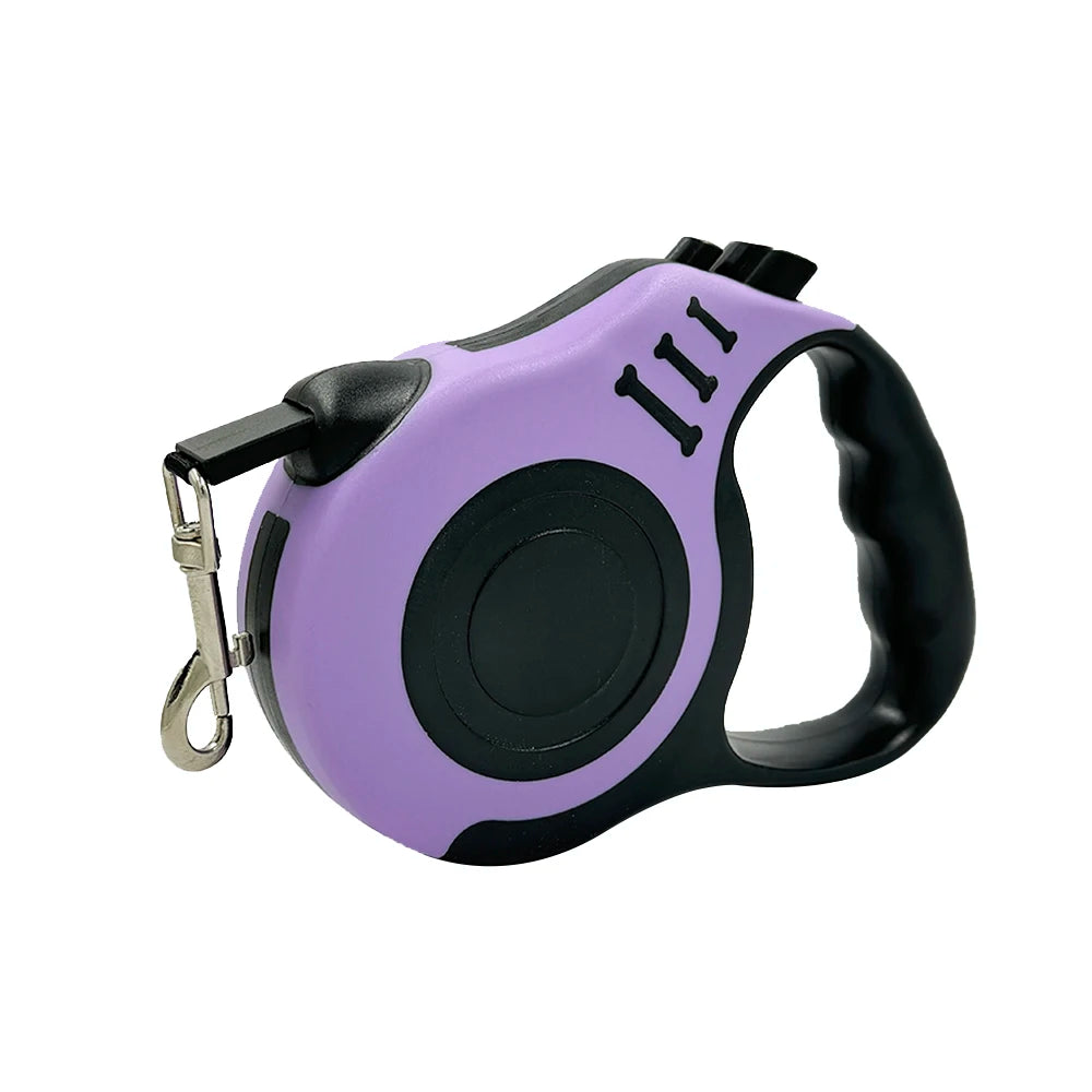 Purple and Black Color Retractable Dog Leash With Lock – 3 m / 5 m Nylon Lead