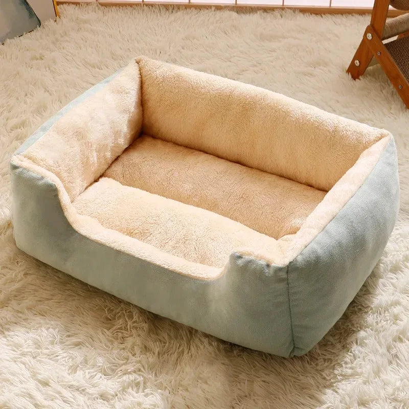 Green Color Plush Breathable Cat Bed House for Cozy Sleeping