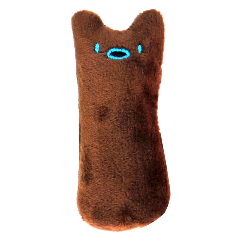 Brown Color Plush Catnip Chew Toy – Interactive Velvet Bite Toy For Cats
