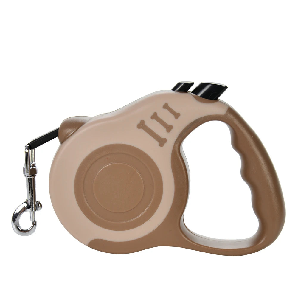 Coffee Color Retractable Dog Leash With Lock – 3 m / 5 m Nylon Lead