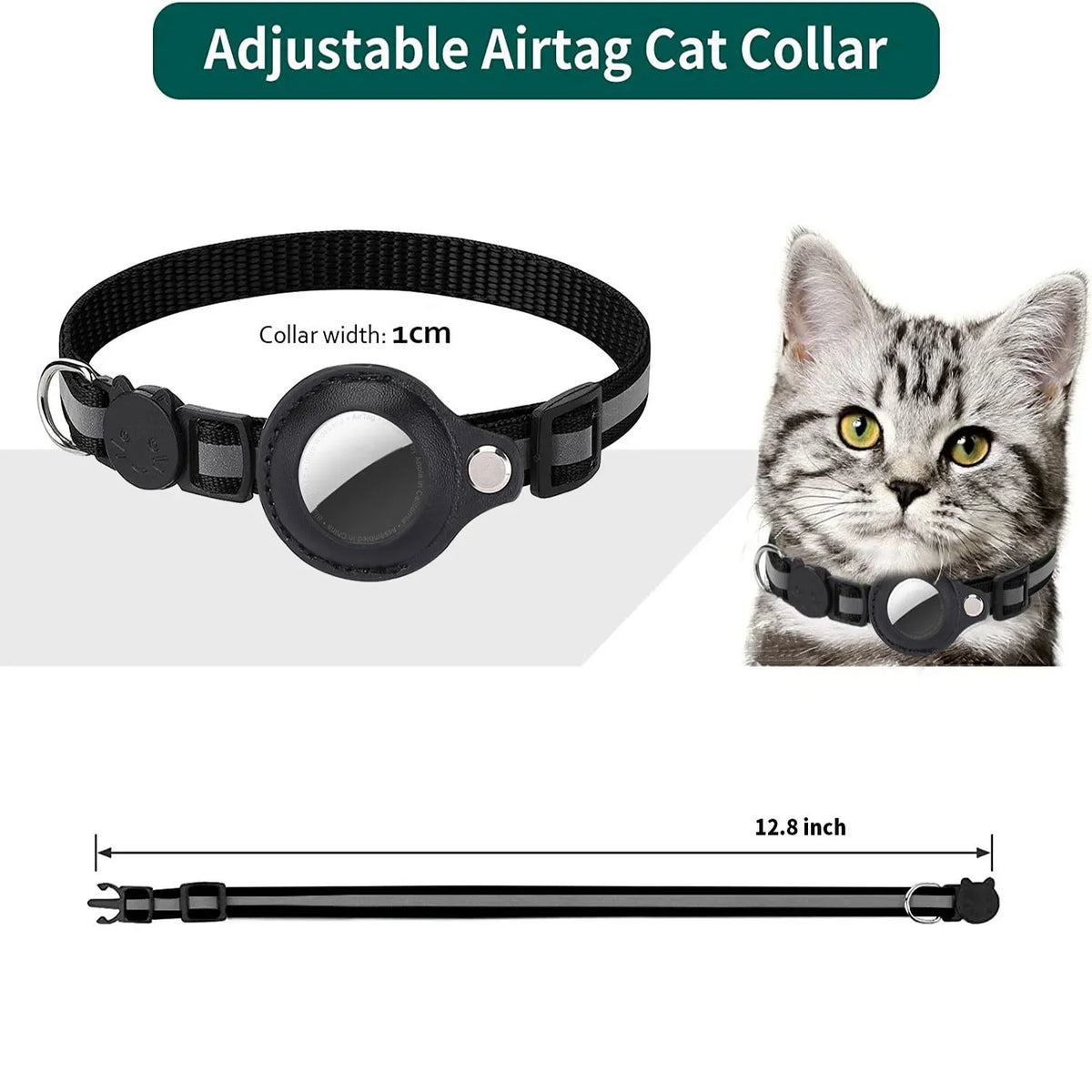 Cat AirTag Collar With Reflective Breakaway Buckle