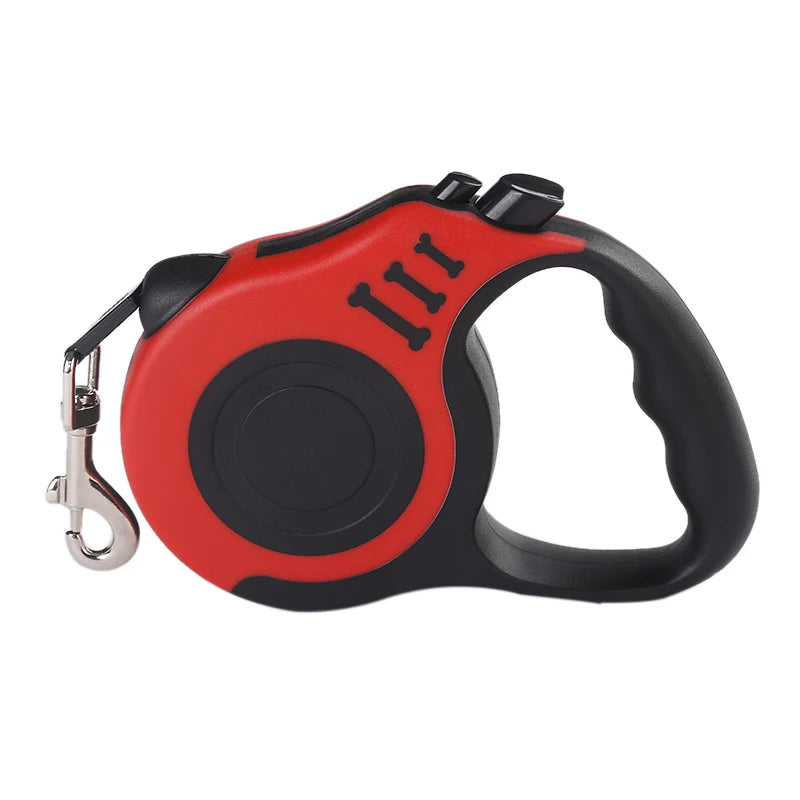 Red and Black Color Retractable Dog Leash With Lock – 3 m / 5 m Nylon Lead