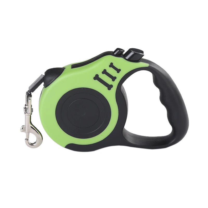 Green and Black Color Retractable Dog Leash With Lock – 3 m / 5 m Nylon Lead