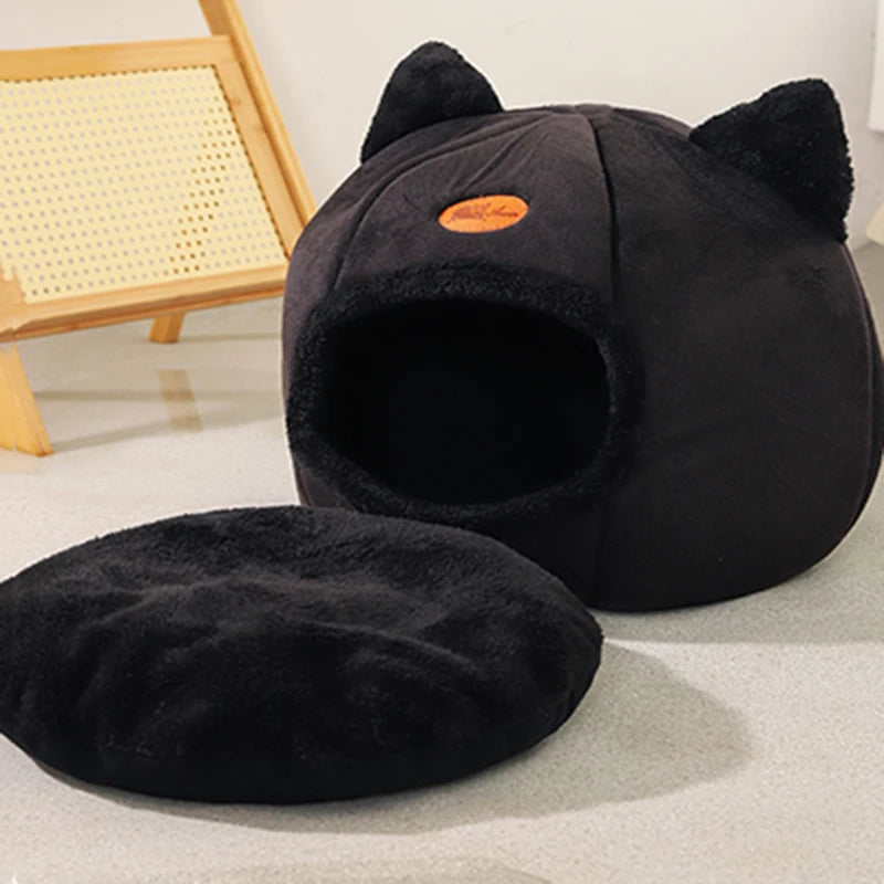 Cozy Cave Cat Bed House – Removable Cushion & Non-Slip Base