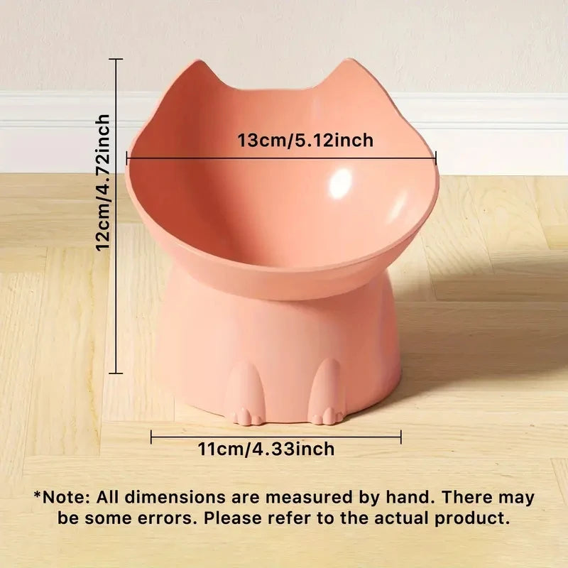 Elevated Tilted Cat Food Bowl – Anti-Tip Plastic Dish