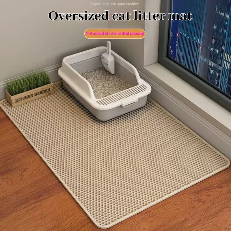 yellow Color Double-Layer Cat Litter Mat – Waterproof, Non-Slip EVA