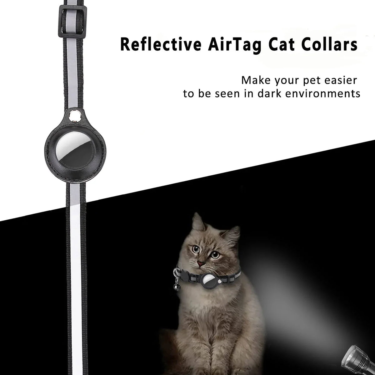 Cat AirTag Collar With Reflective Breakaway Buckle