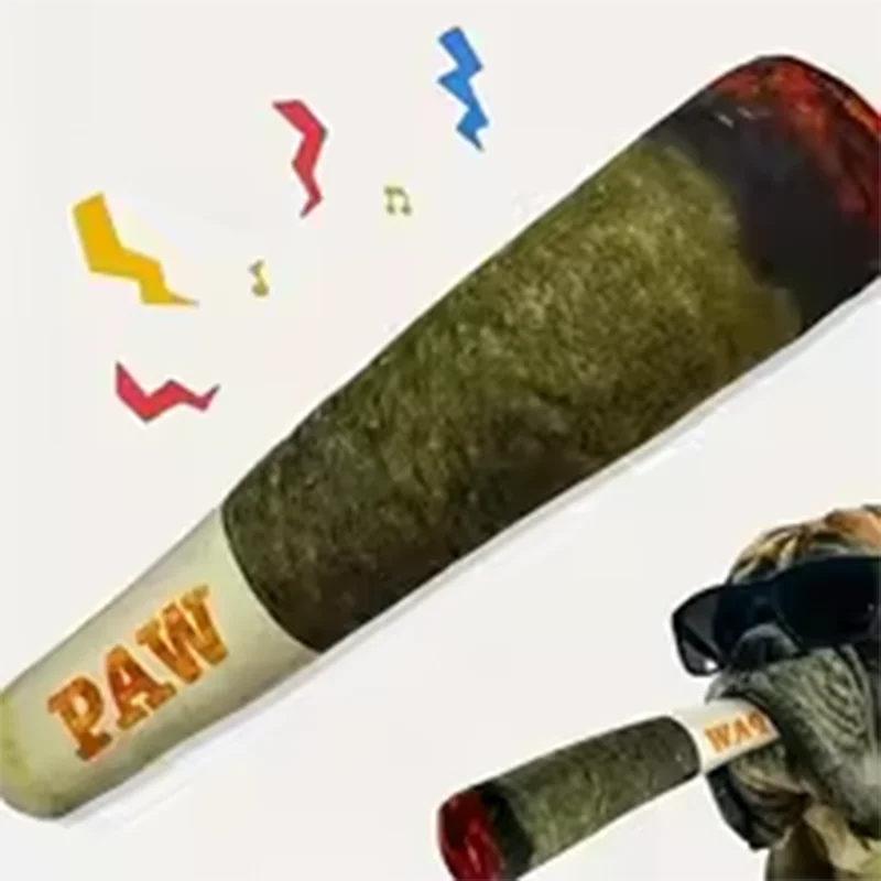 Cigar Plush Squeaky Dog Toy – Interactive Chew Fun