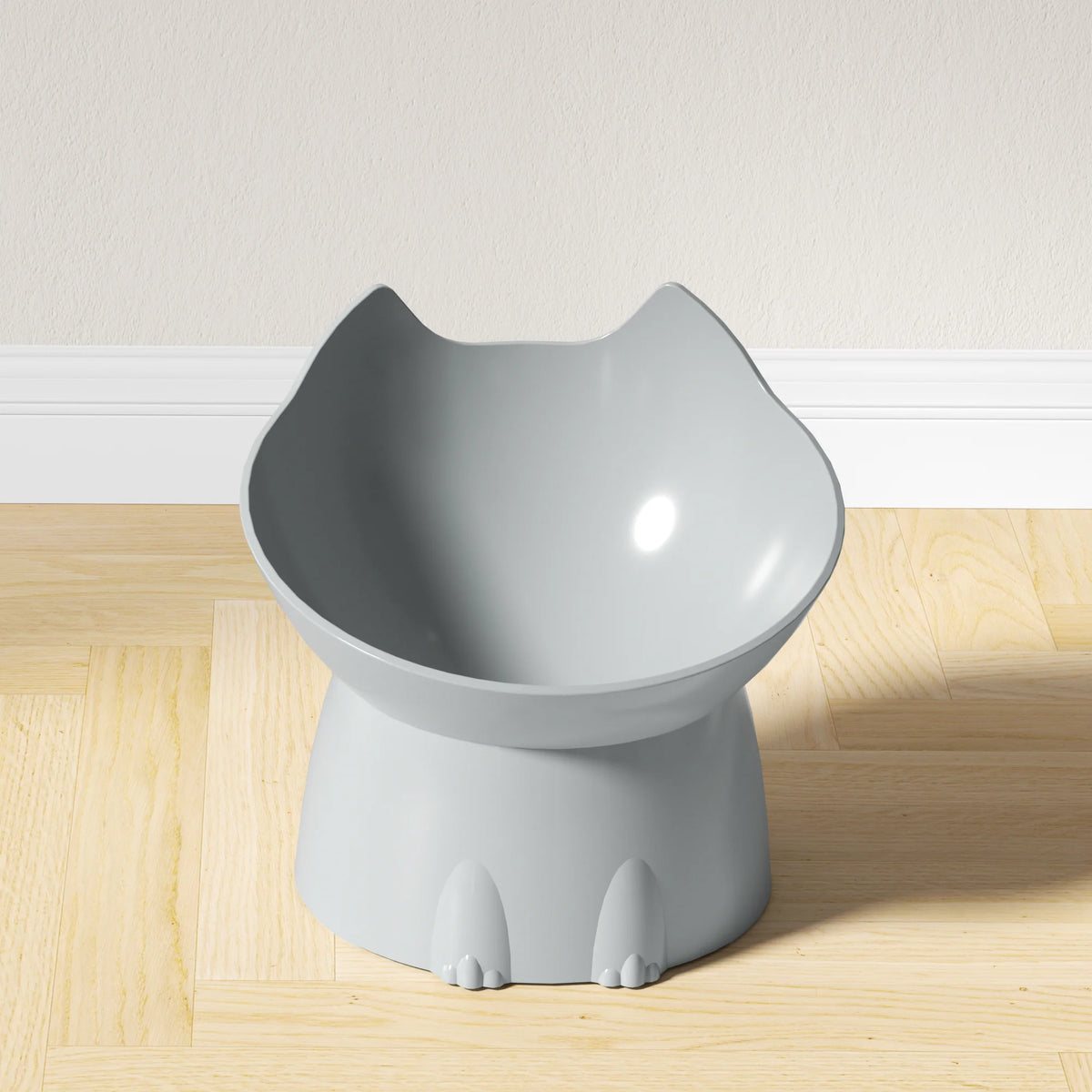 Elevated Tilted Cat Food Bowl – Anti-Tip Plastic Dish
