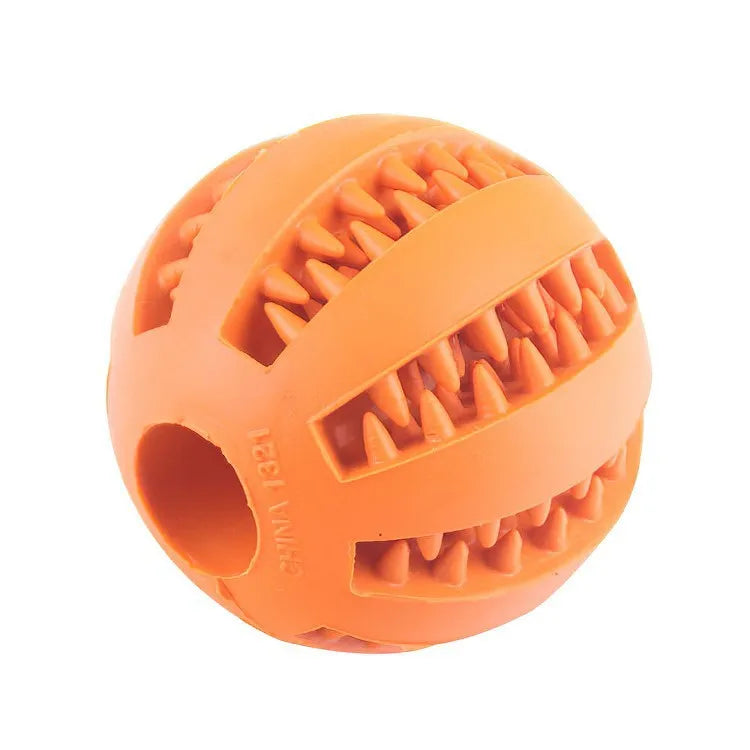 orange Color Rubber Dog Treat Ball – Chew Toy And Teeth Cleaning
