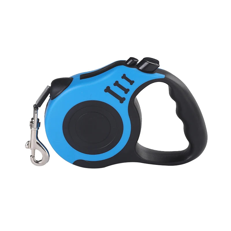Blue and Black Color Retractable Dog Leash With Lock – 3 m / 5 m Nylon Lead