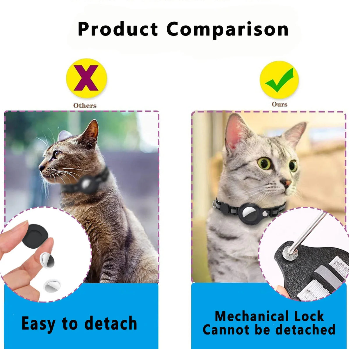 Cat AirTag Collar With Reflective Breakaway Buckle