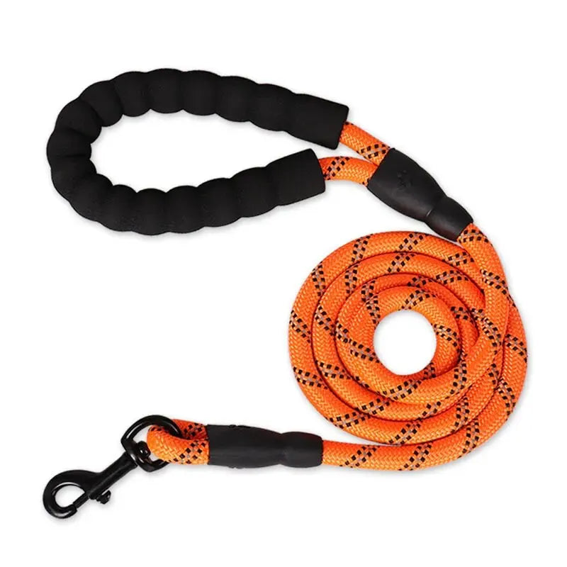 orange Color Reflective Nylon Dog Leash With Padded Handle – Heavy Duty