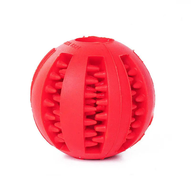 red Color Rubber Dog Treat Ball – Chew Toy And Teeth Cleaning