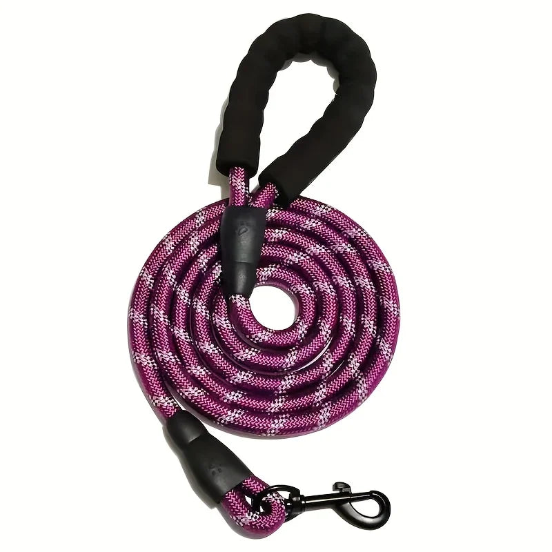 purple Color Reflective Nylon Dog Leash With Padded Handle – Heavy Duty